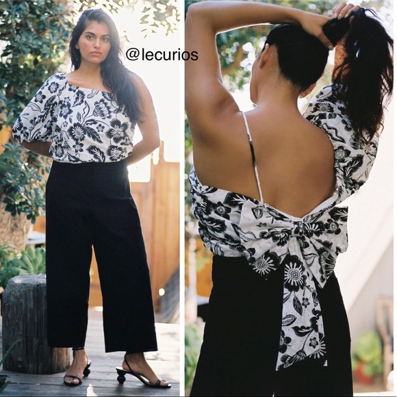 Anthropologie Tops - NWT Anthropologie One Shoulder Cropped Blouse. Size 26W. Black and white color.